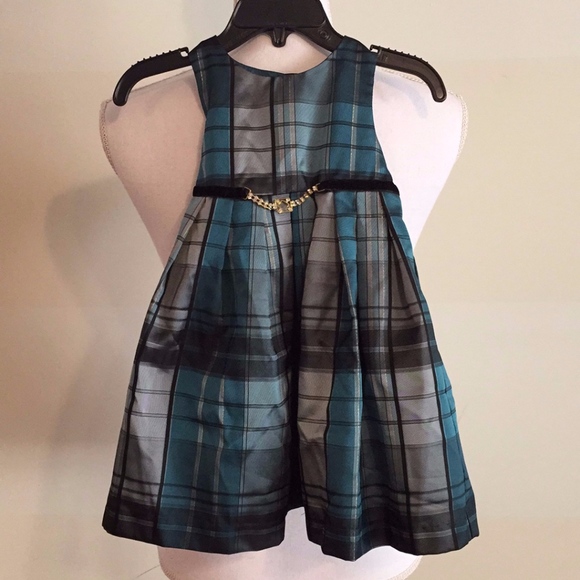 Pippa & Julie turquoise plaid holiday dress. 12M - Picture 1 of 5
